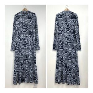 COS NEW Roll-Neck Psychedelic Print Long Sleeve Stretch Jersey Maxi Dress medium
